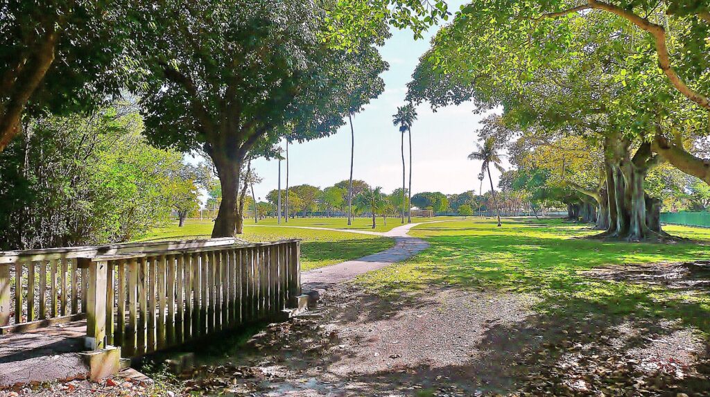 Miami seawall tiles location context: Morningside Park in Miami